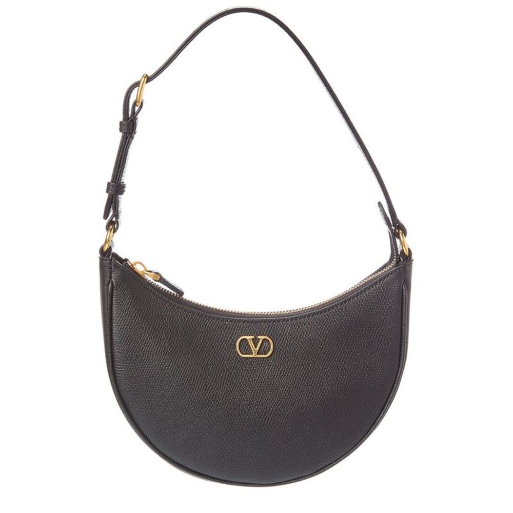 Valentino Vlogo Signature Mini Leather Hobo Bag, Black
